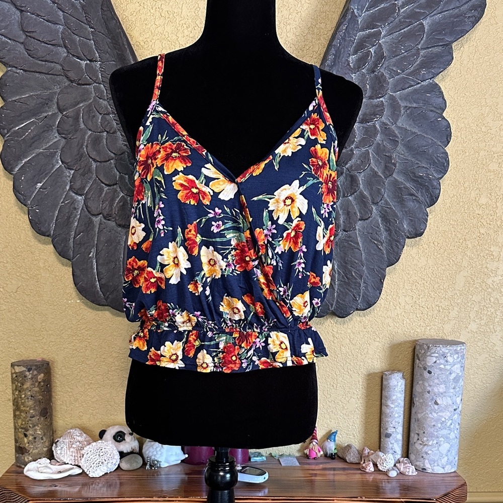U2B Floral Wrap crop cami Top